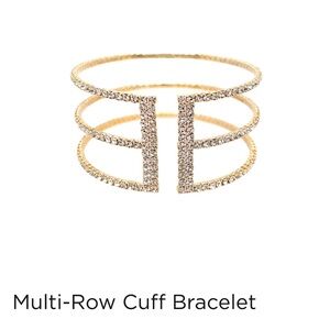 Jennifer Miller Multi-Row Cuff Gold Plated and CZ Women's Bracelet